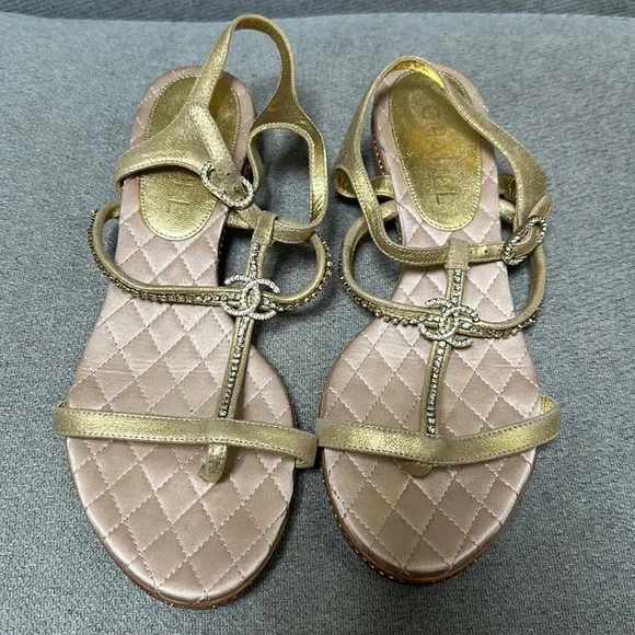CHANEL | Shoes | Chanel Sandals | Poshmark Chanel CC Logo Sandle w/Tiles & Jewels - Braided-Quilted Luxury Feminine 9.5 main image 0